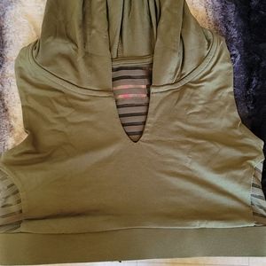 New Cute Booty Cropped Olive Green Hoodie